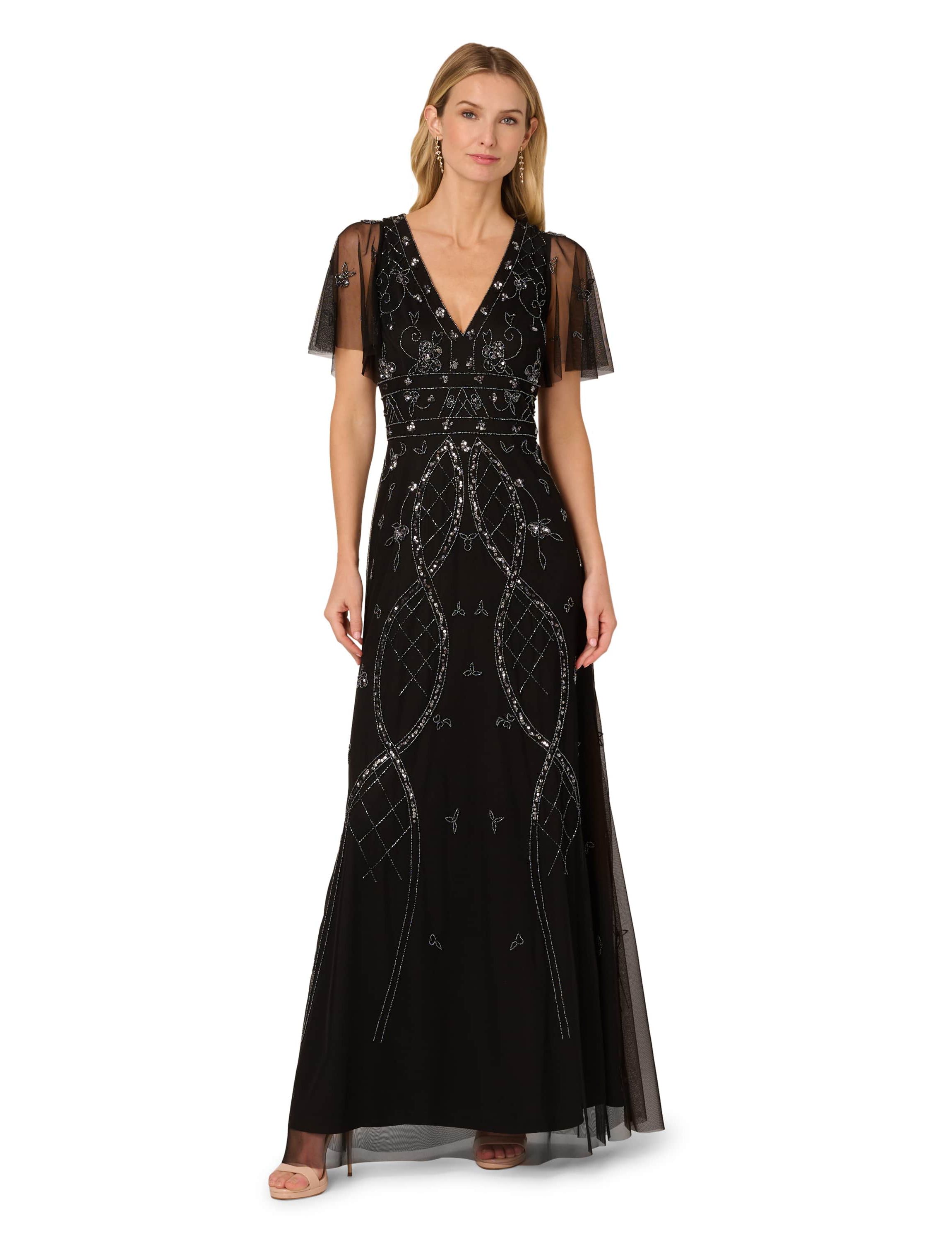 Bead Flutter Sleeve Dress