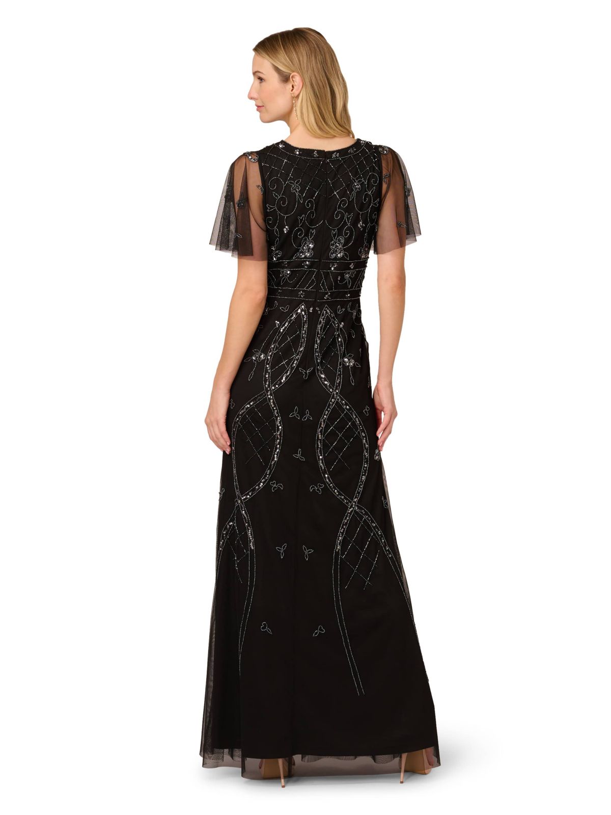 Bead Flutter Sleeve Dress