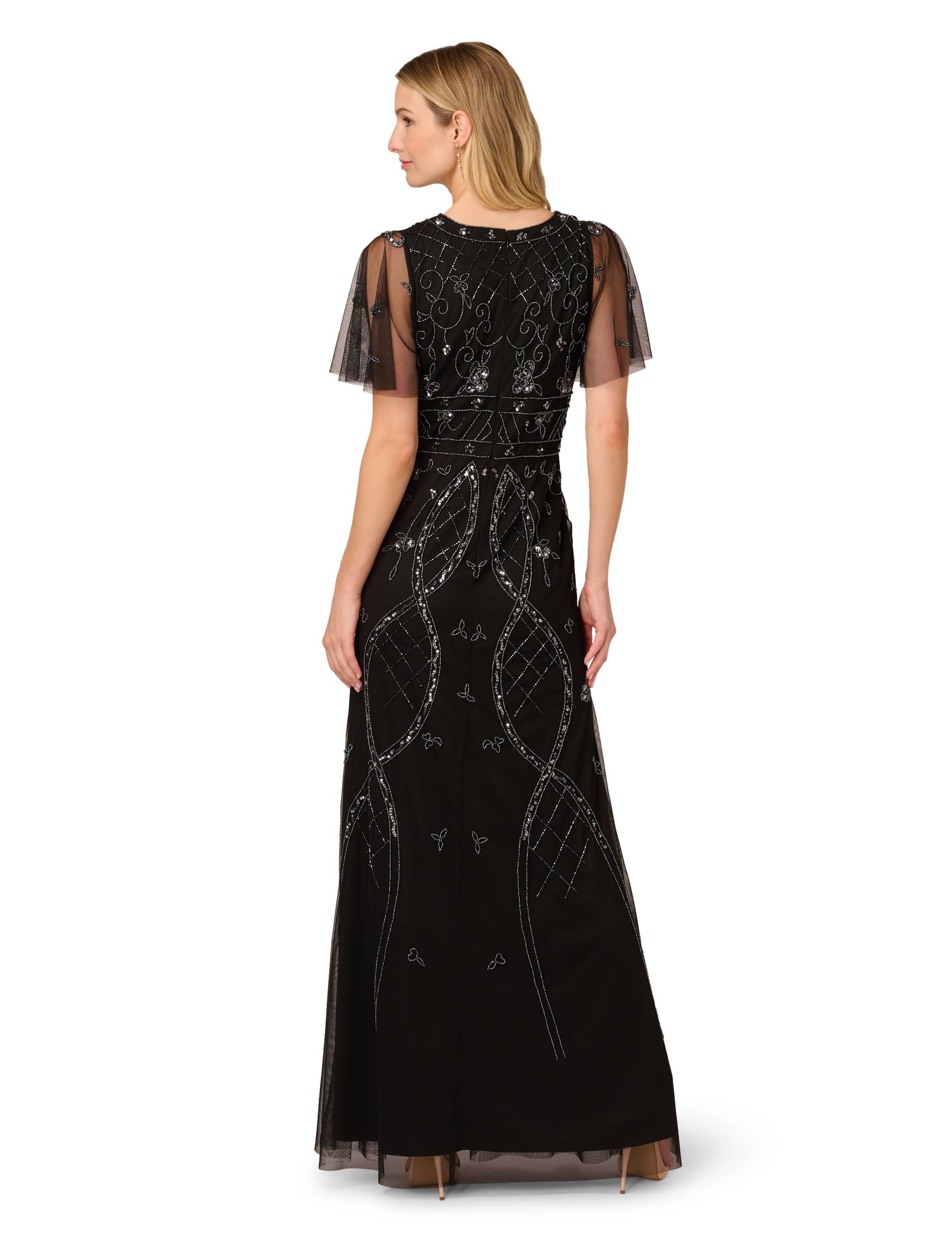 Bead Flutter Sleeve Dress
