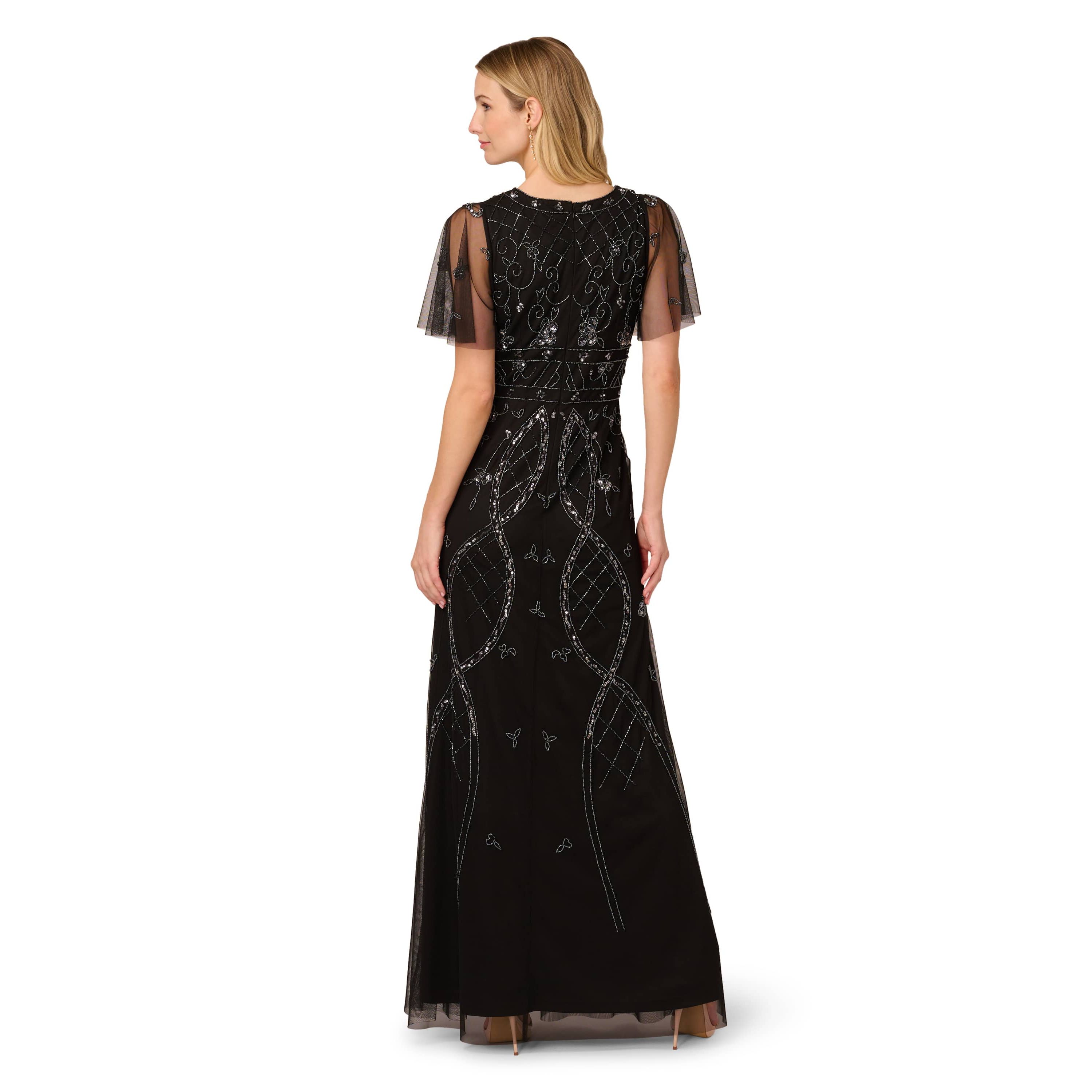 Bead Flutter Sleeve Dress