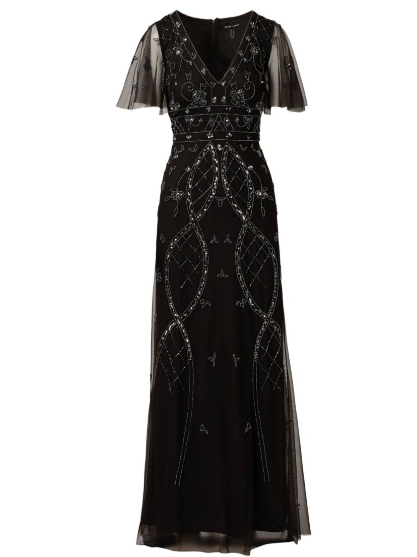 Bead Flutter Sleeve Dress