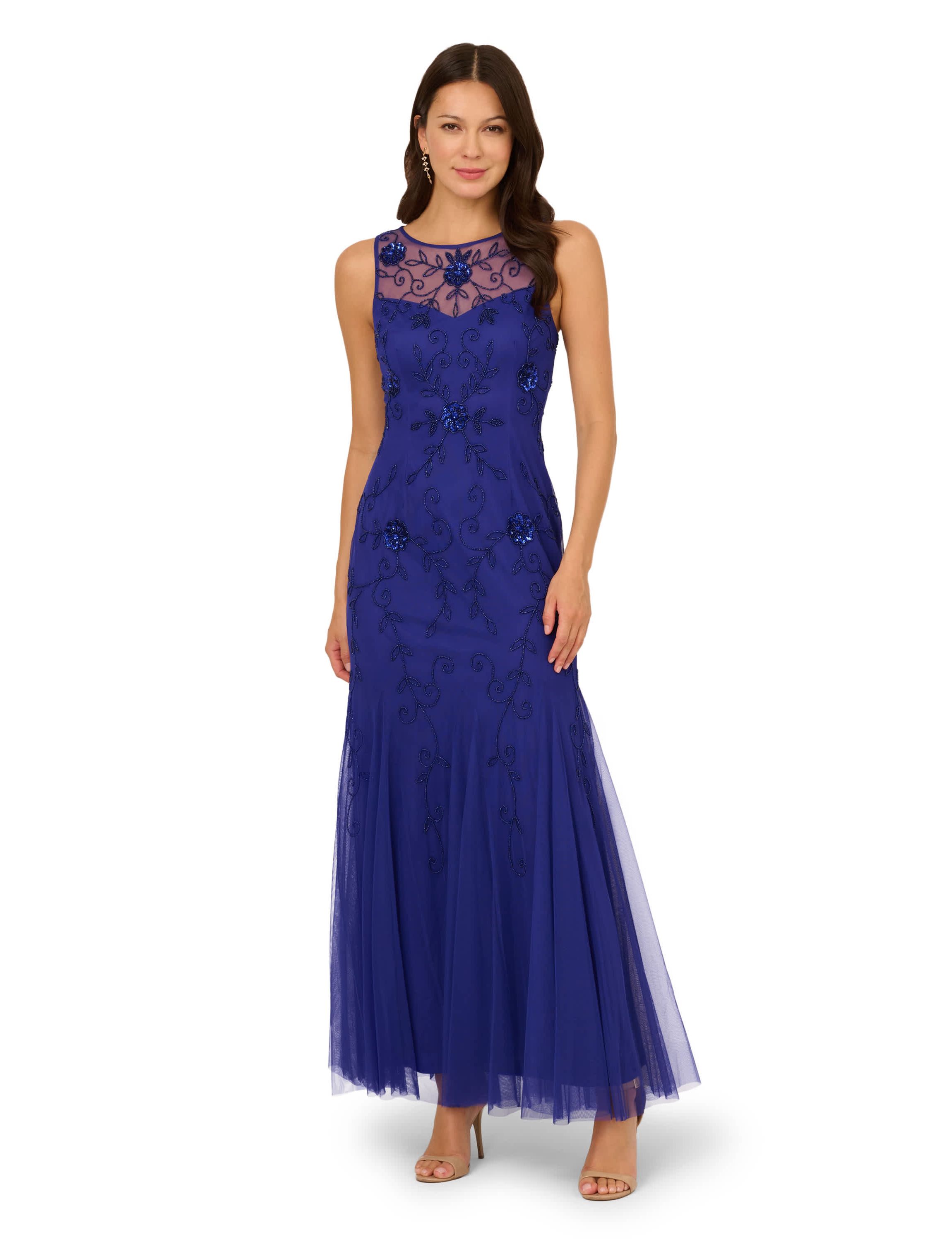 Bead Mesh Long Dress