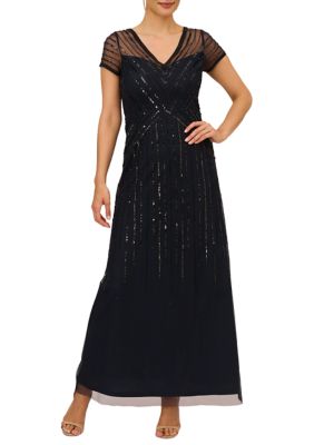 Adrianna Papell Women's Beaded V-Neck Gown