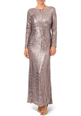 Adrianna Papell Women's Sequin Mermaid Gown With V Back