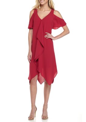 adrianna papell cascading ruffle gown