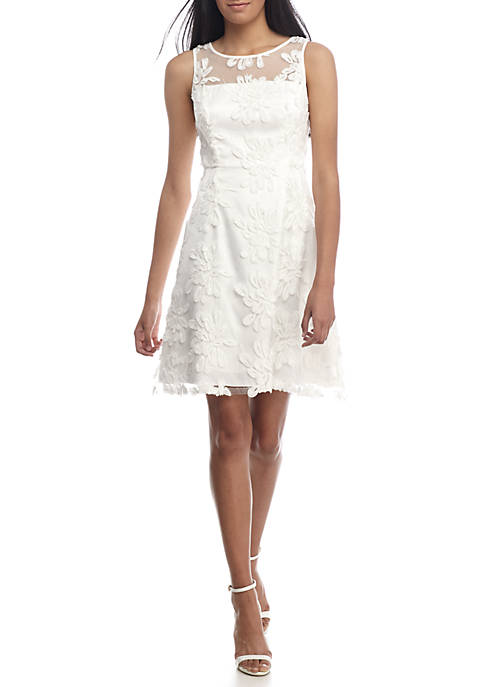 Adrianna Papell Embroidered Mesh Cocktail Dress | belk