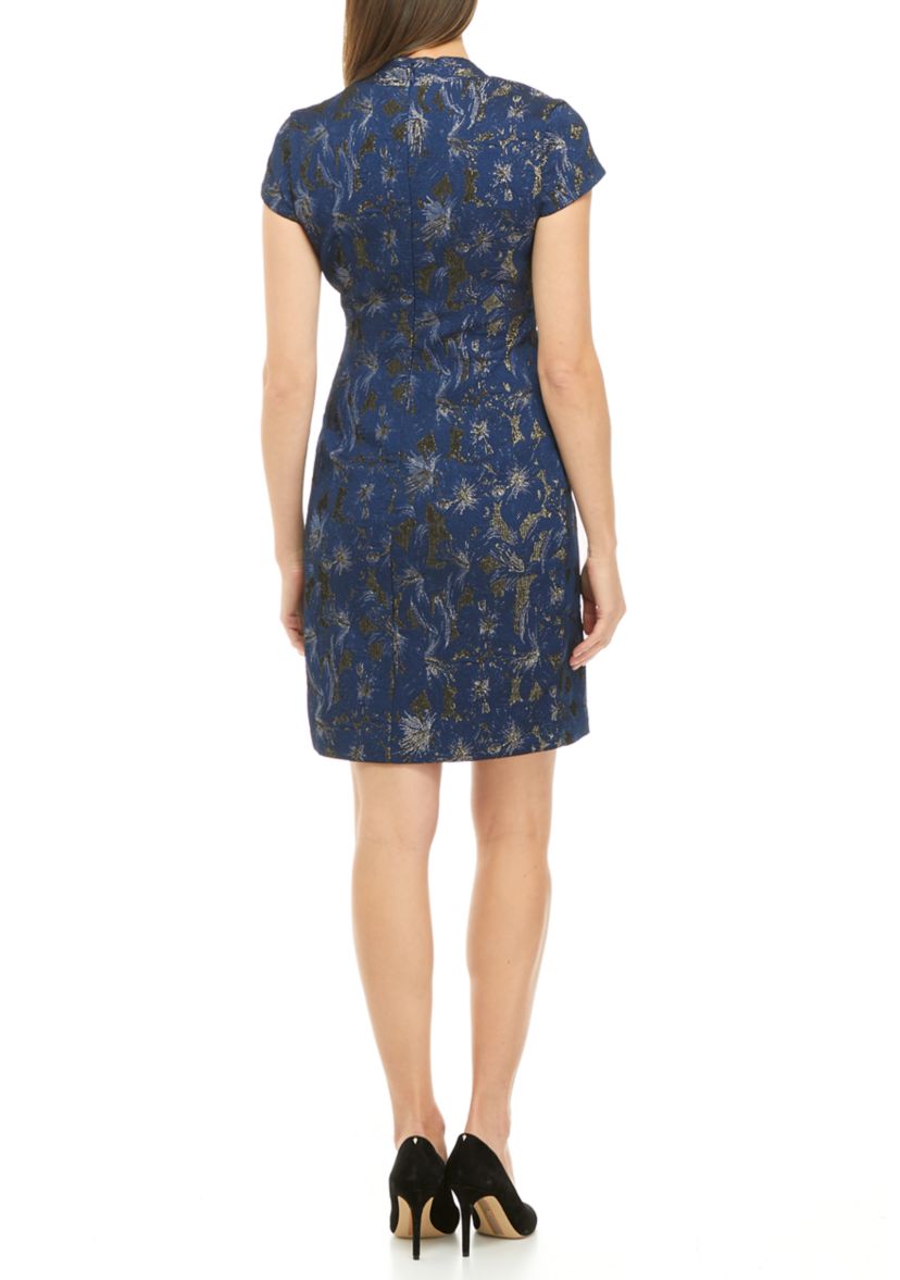 adrianna papell short jacquard dress Adrianna Papell Jacquard Envelope Short Dress - Pink/Black Multi