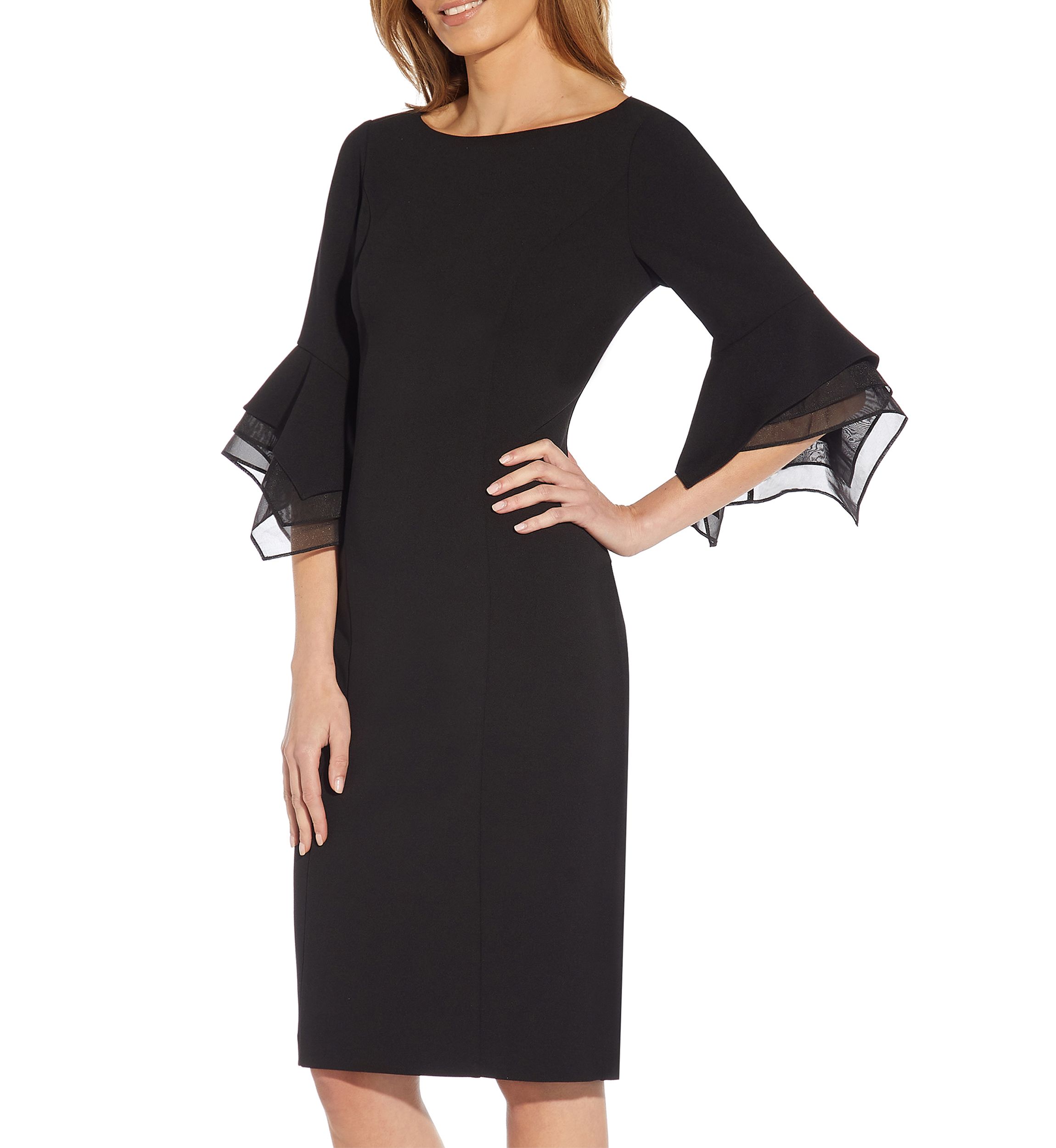 Womens Boat Neck Bell Sleeve Dress