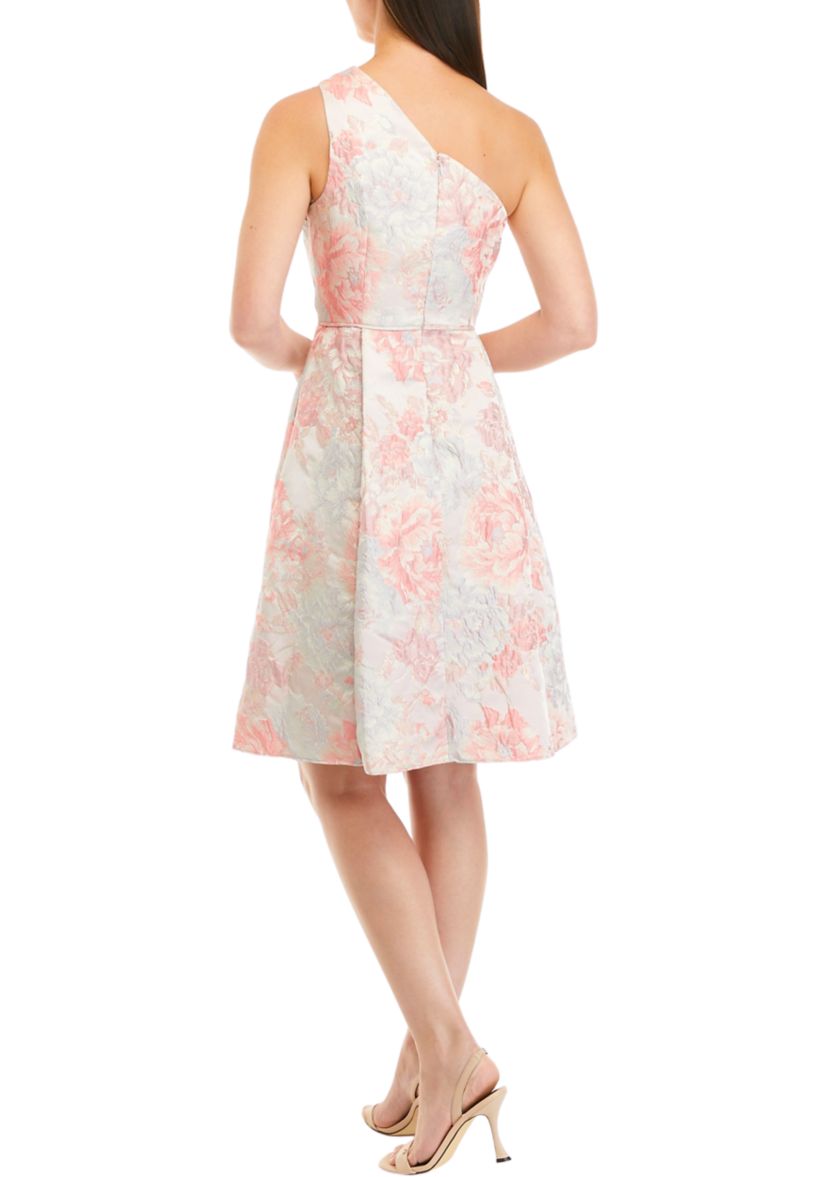 Womens Floral Jacquard Fit and Flare Dress