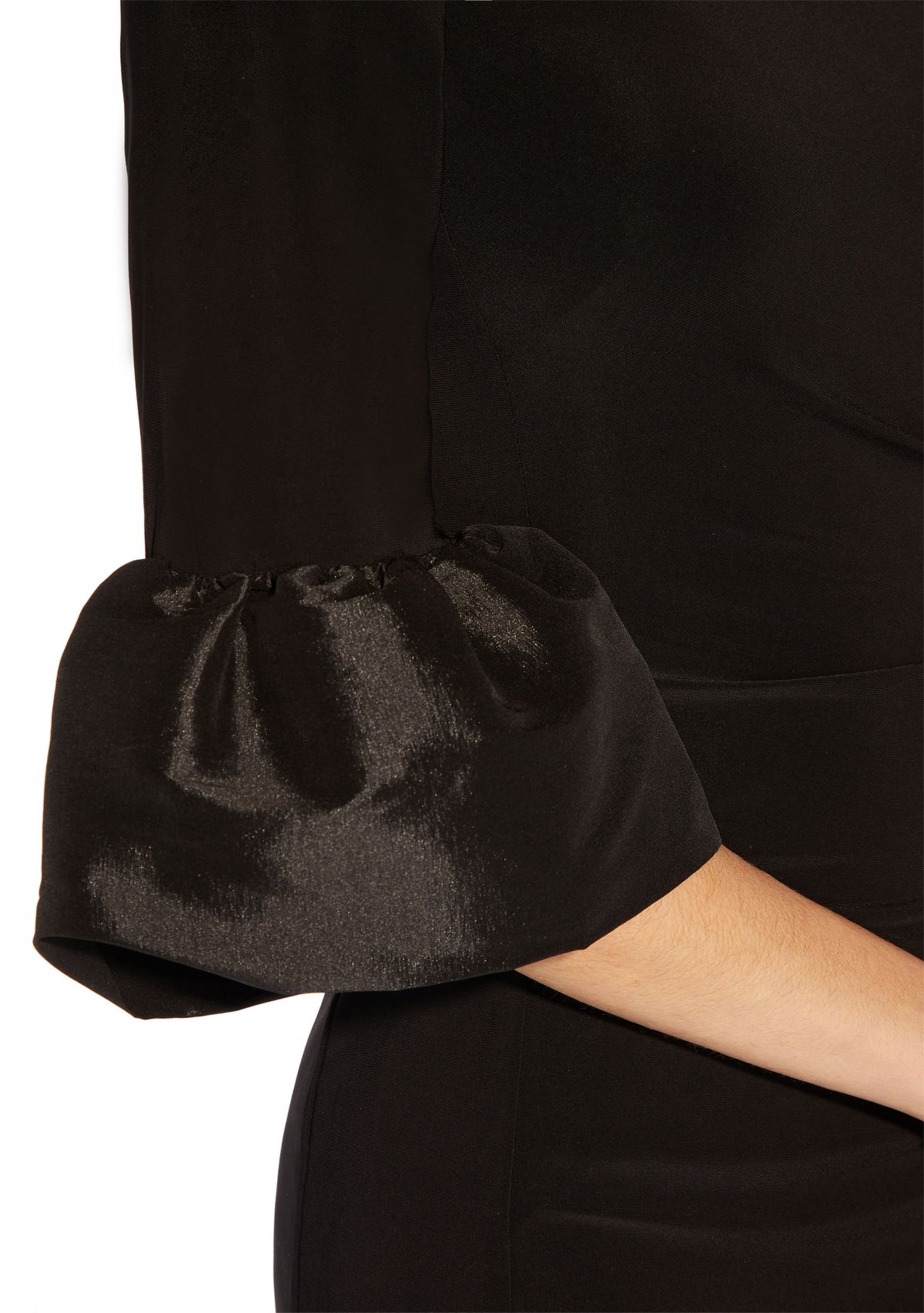 Womens Short Jersey Dress with Taffeta Bell Sleeves