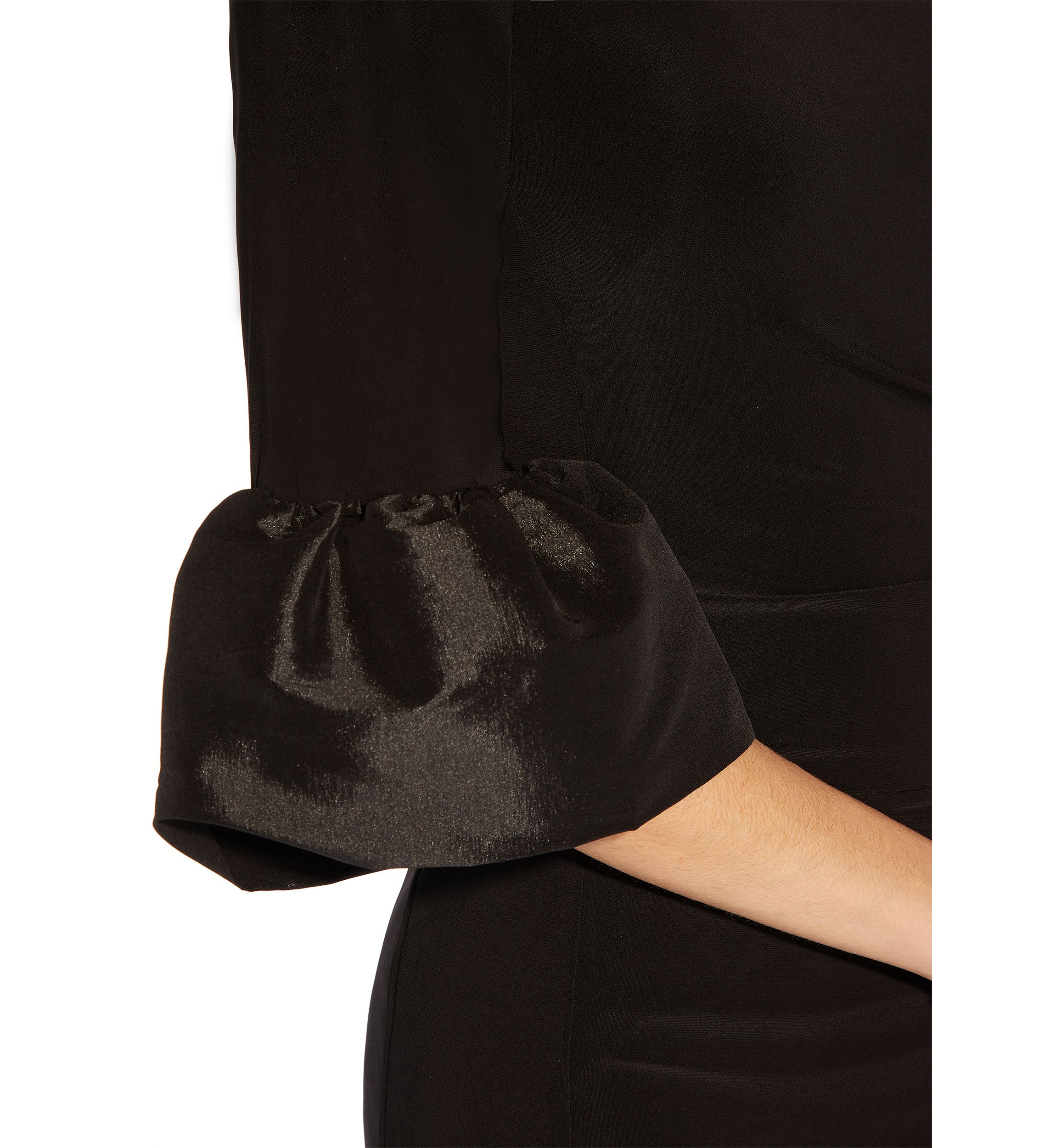 Womens Short Jersey Dress with Taffeta Bell Sleeves