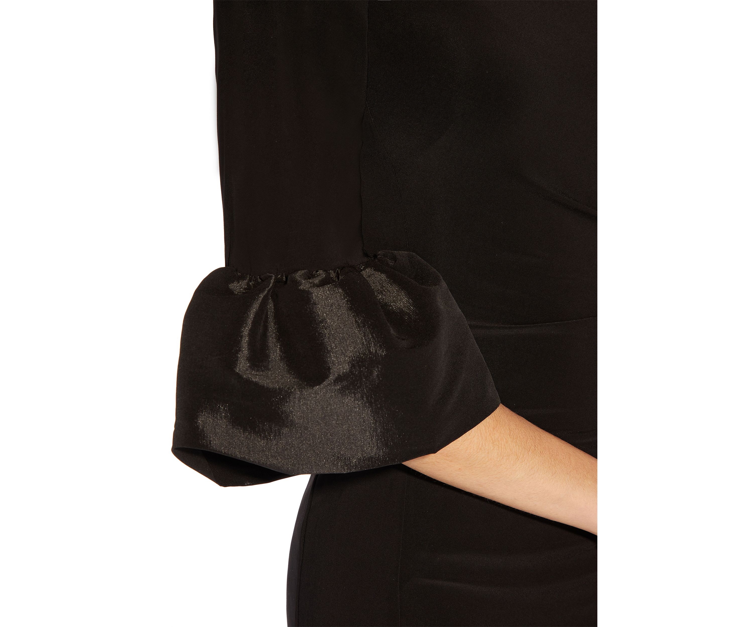 Womens Short Jersey Dress with Taffeta Bell Sleeves