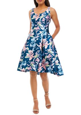 Adrianna Papell Women's Split Neck Mikado High Low Dress