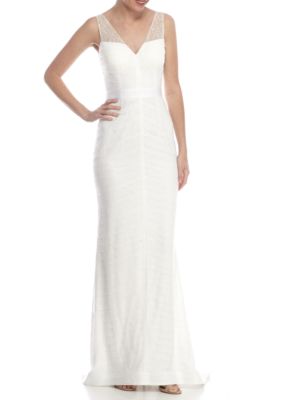 Adrianna Papell Tiered Lace Gown With Train Belk