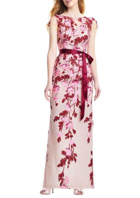 Adrianna Papell Women's Embroidered Mesh Gown