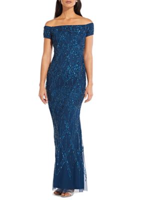 Adrianna Papell Sequin Long Gown | belk