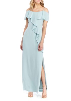 Adrianna Papell Off The Shoulder Ruffle Long Gown | belk