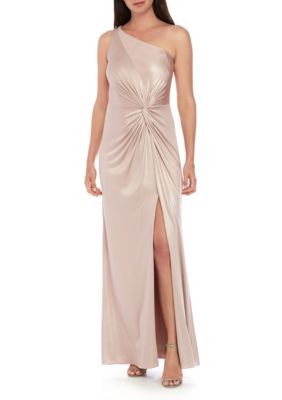 Adrianna Papell One Shoulder Knit Long Evening Gown | belk