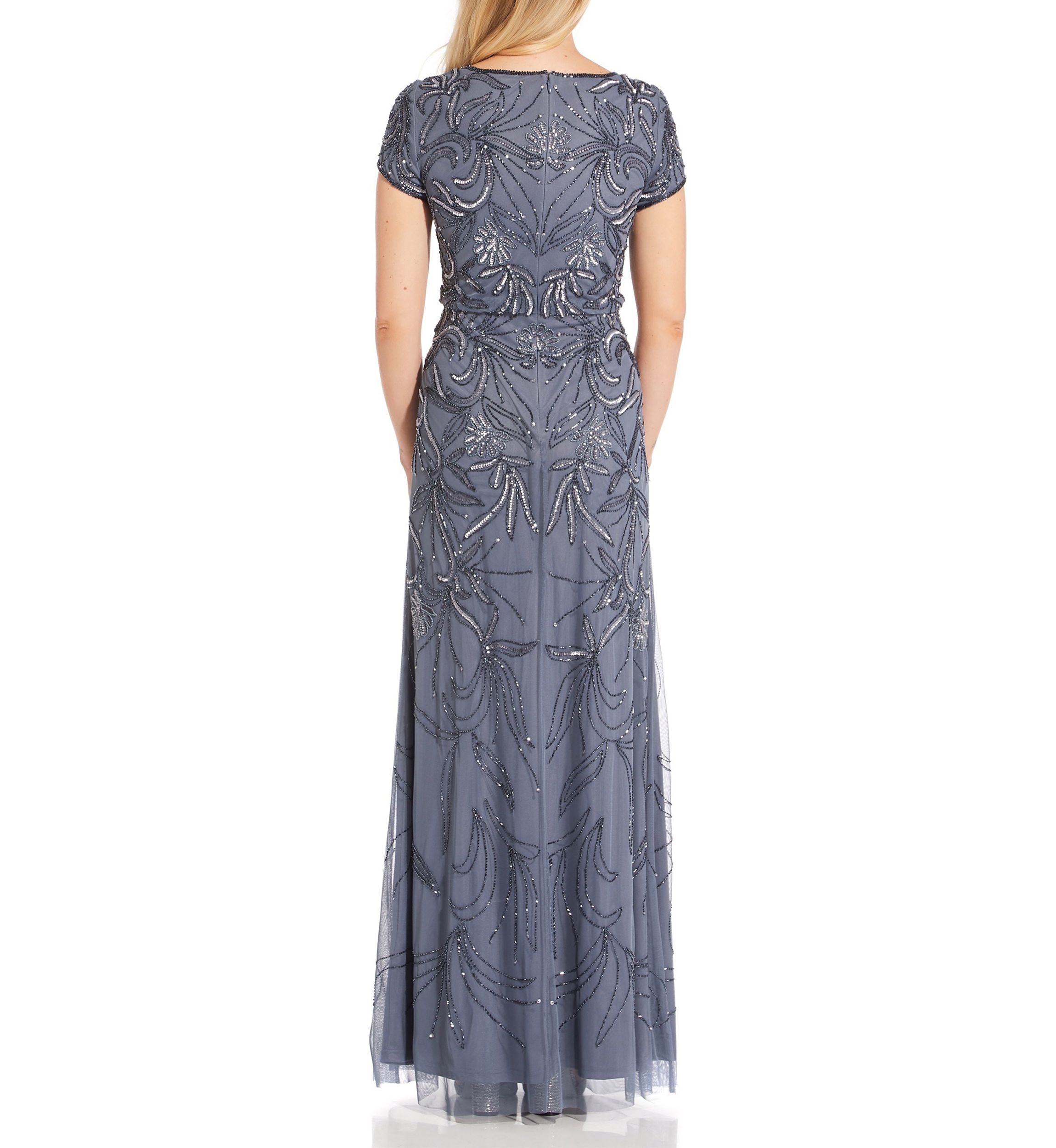 Short Sleeve Embroidered Blouson Gown 