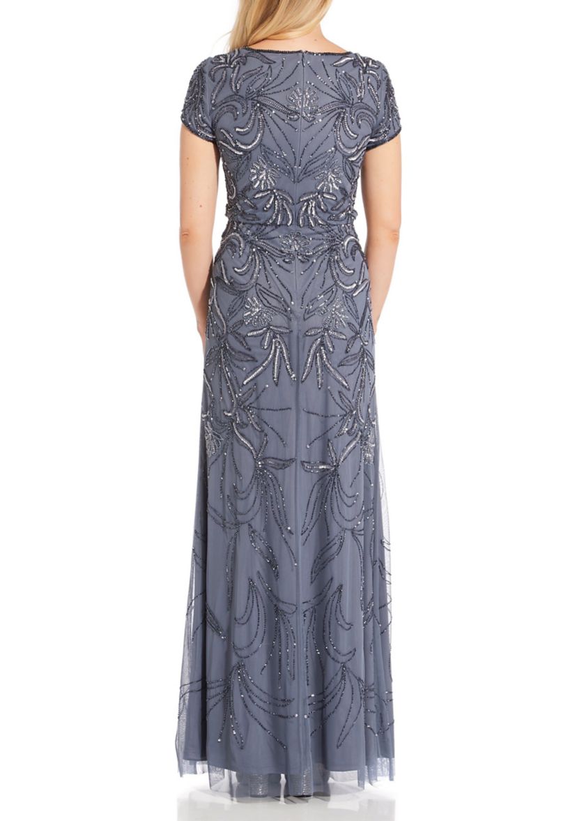 Short Sleeve Embroidered Blouson Gown 