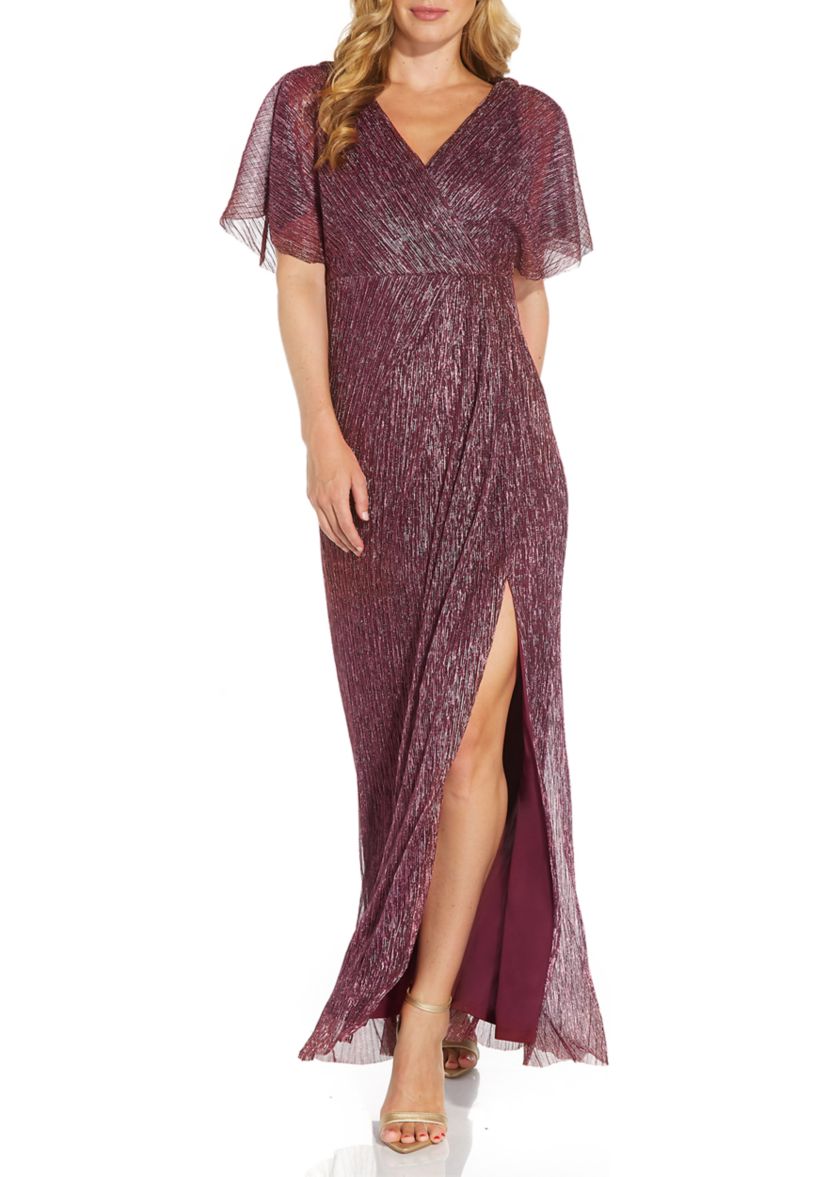 Womens Metallic Blouson Gown