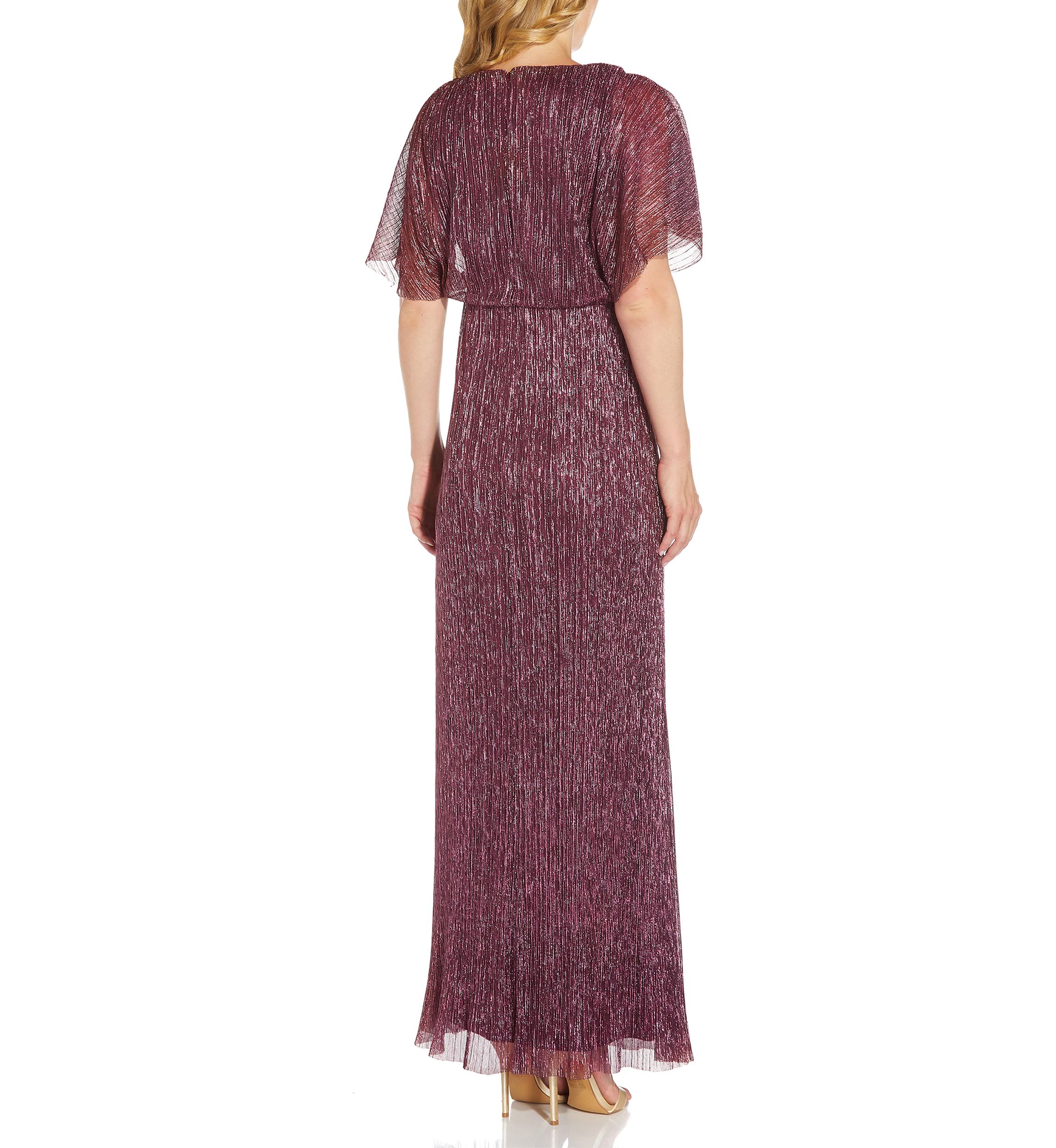 Womens Metallic Blouson Gown