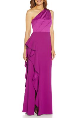 Adrianna Papell Women's One Shoulder Satin Crepe Gown