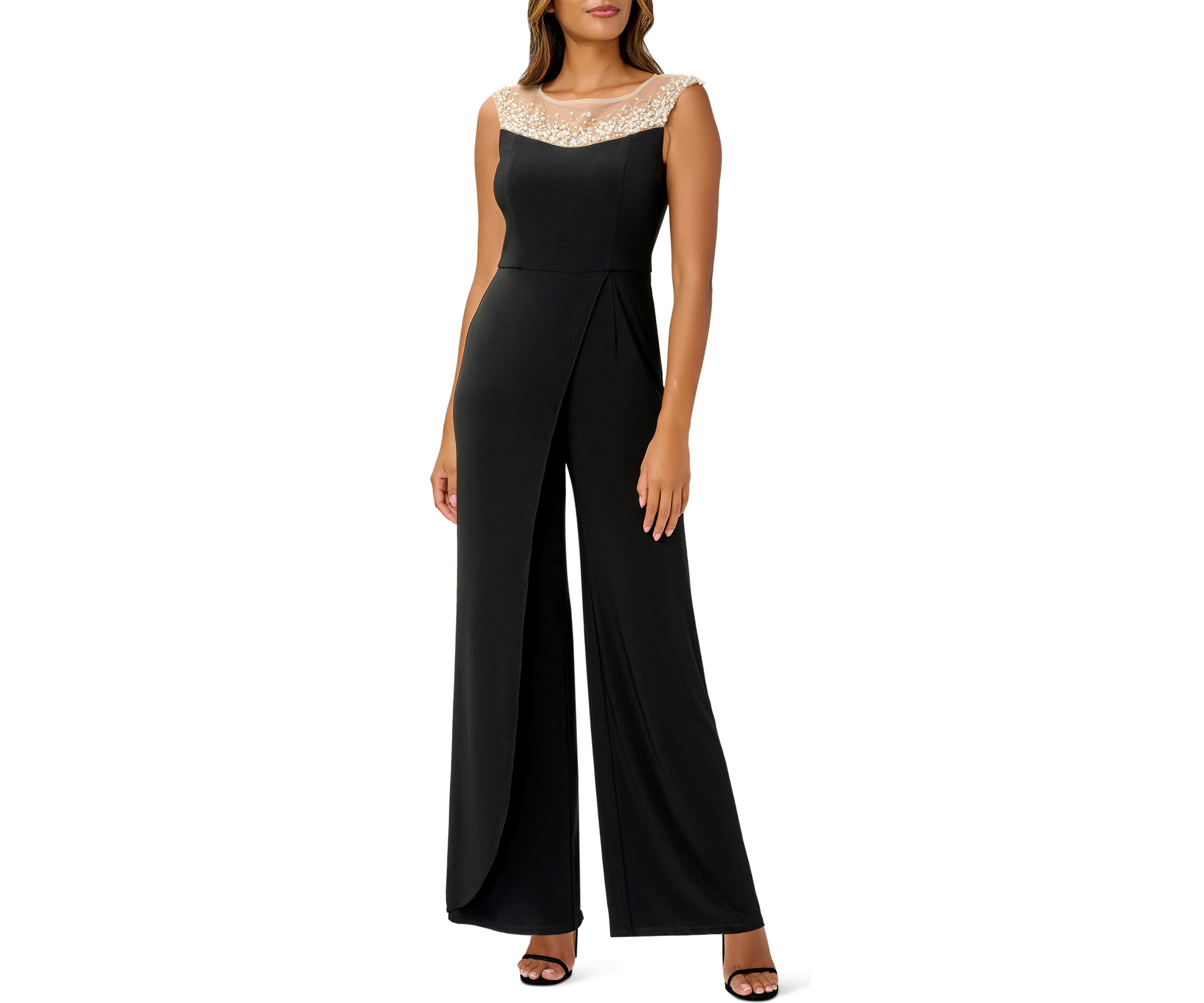 Womens Pearl Beaded Jersey Jumpsuit