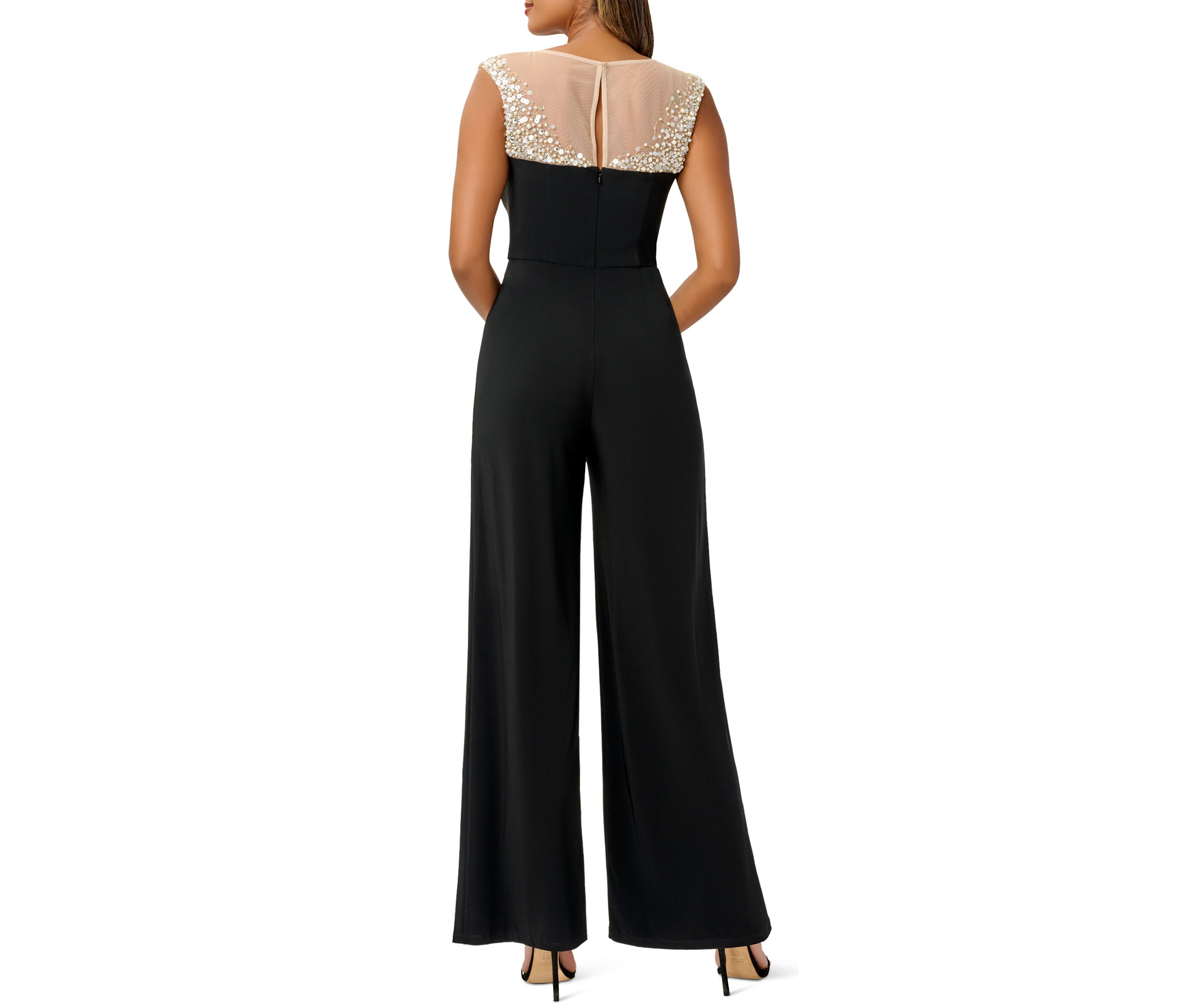Womens Pearl Beaded Jersey Jumpsuit