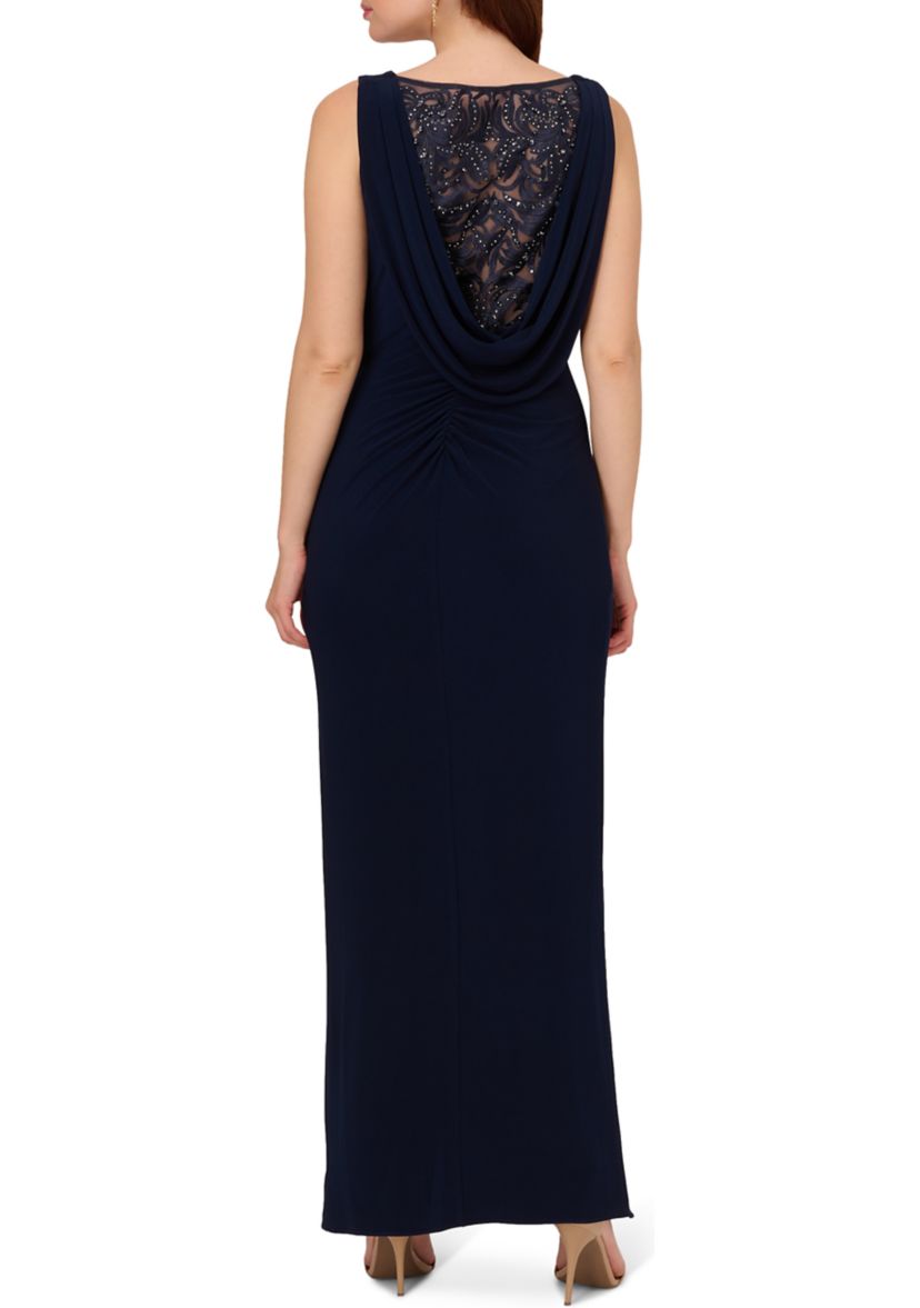 Embellished Cowl Back Jersey Gown