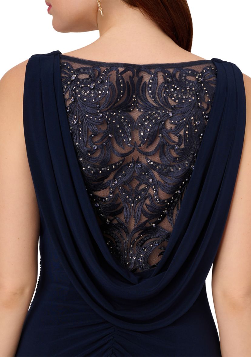 Embellished Cowl Back Jersey Gown