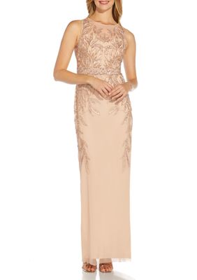 Adrianna Papell Women's Sleeveless Beaded Column Gown