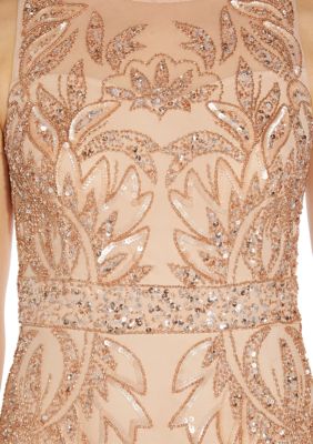 adrianna papell beaded column gown