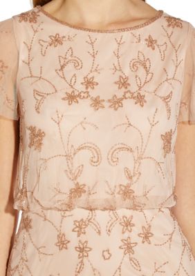 adrianna papell beaded column gown
