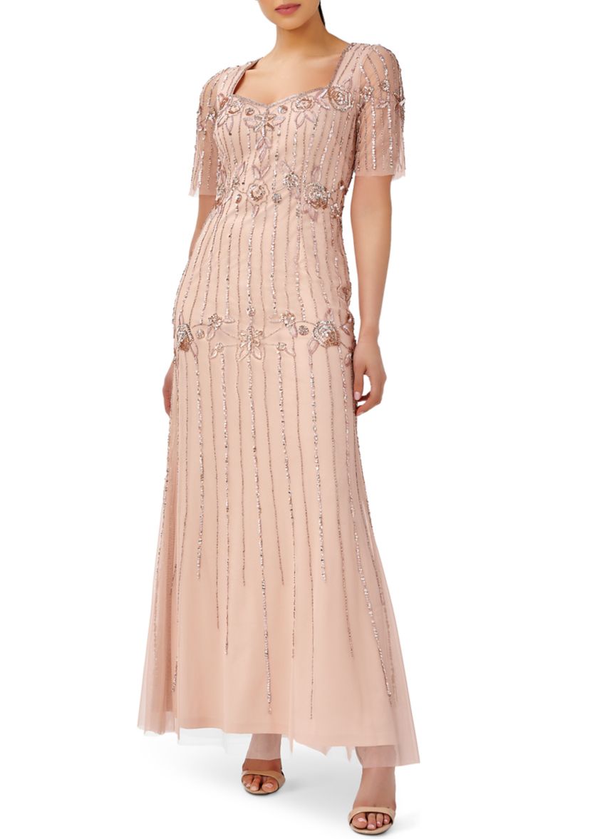 Womens Beaded Long Gown 