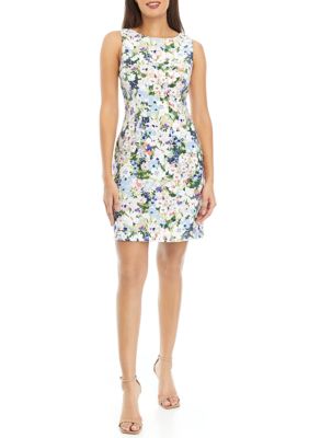 Women's Sleeveless Floral Printed Prada Sheath Dress