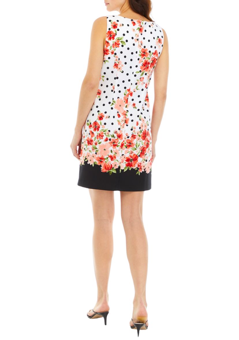 Womens Sleeveless Floral Dot Print Dress