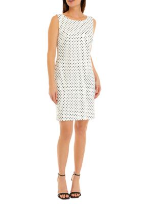 Women's Sleeveless Printed Scuba Crepe Sheath Dress