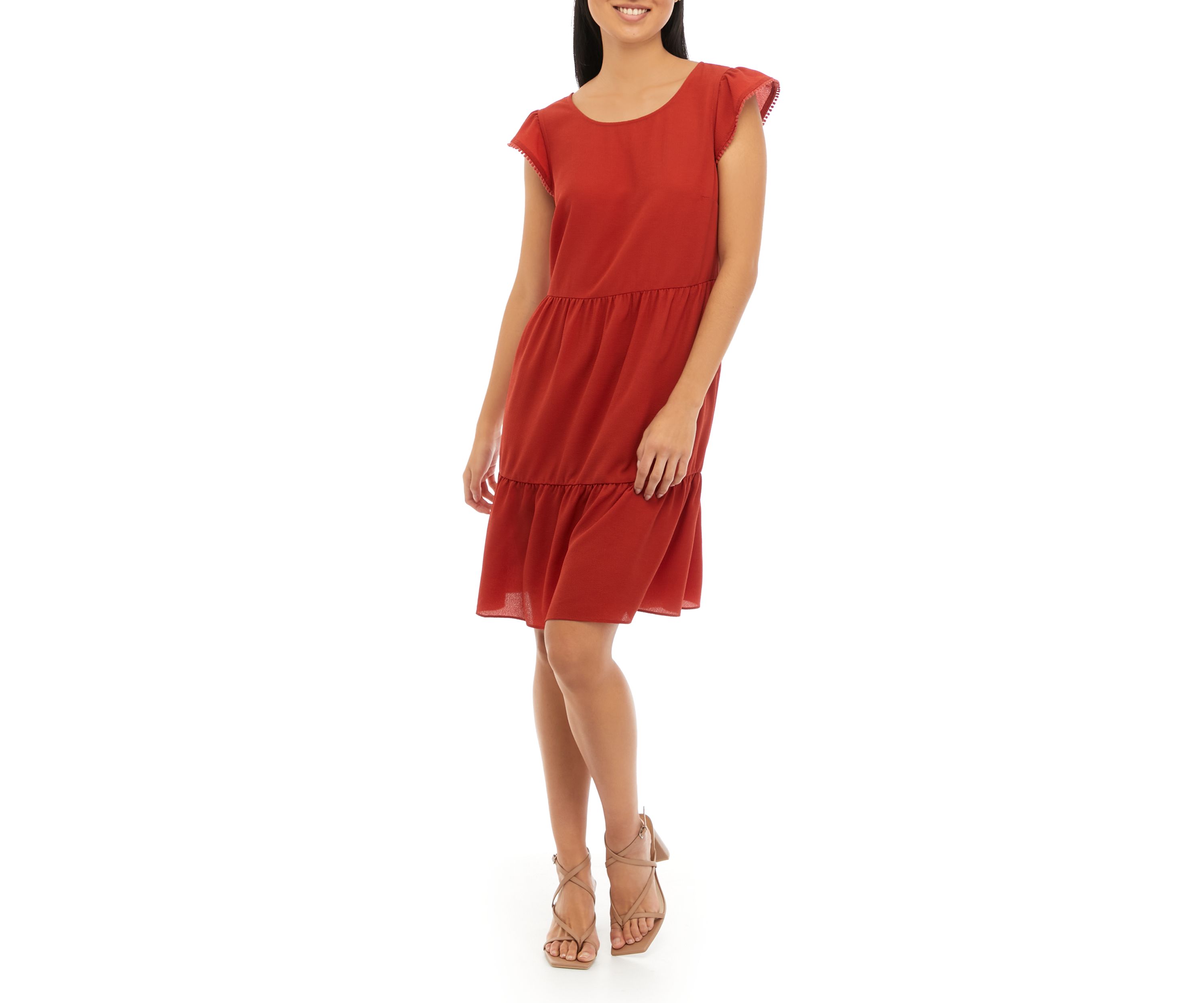 Womens Cap Sleeve Tiered Dress