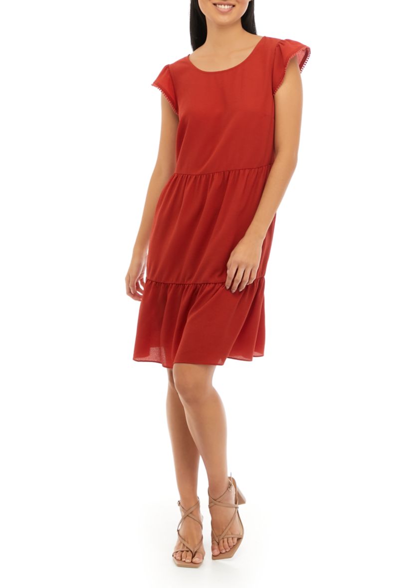 Womens Cap Sleeve Tiered Dress