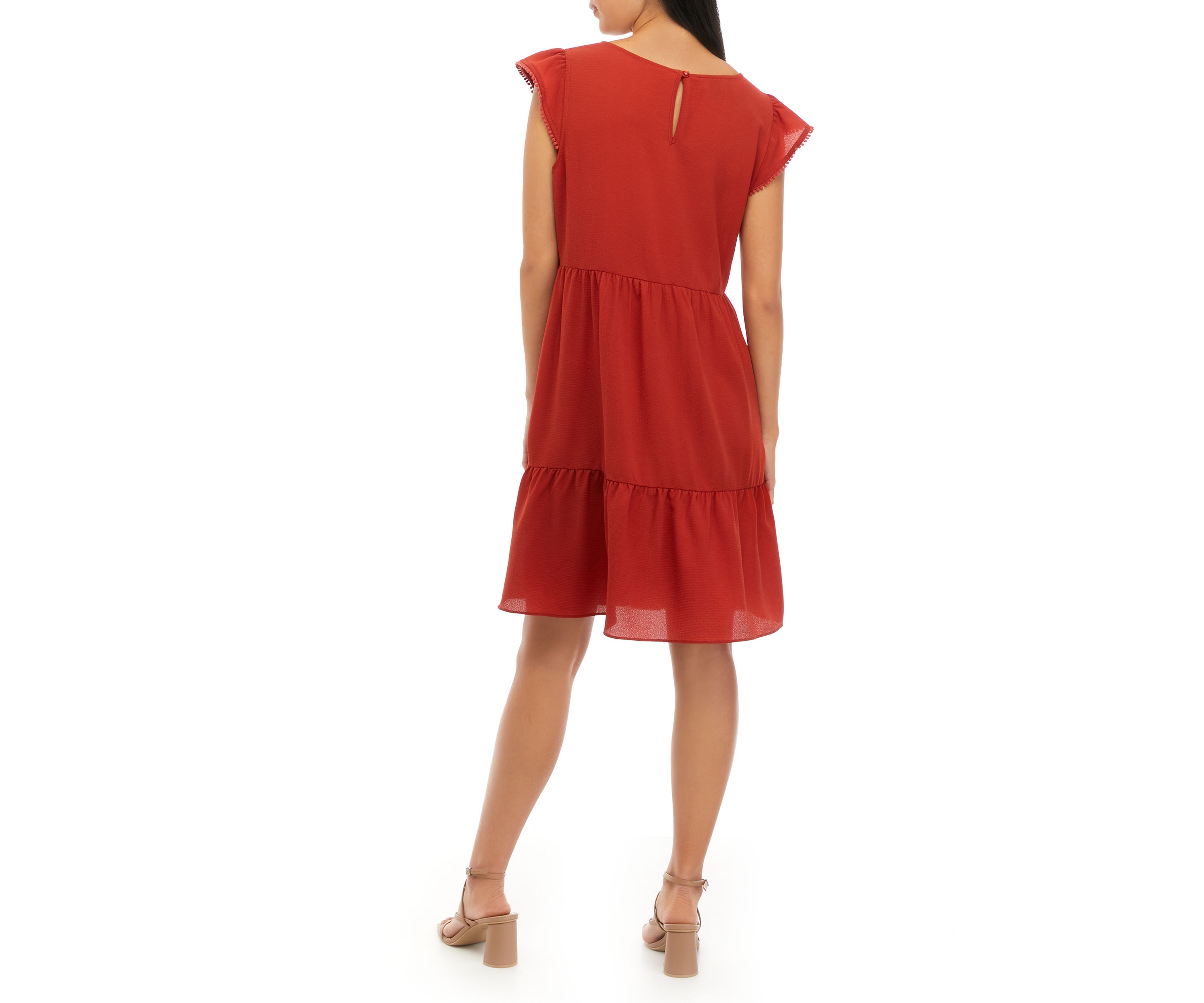 Womens Cap Sleeve Tiered Dress