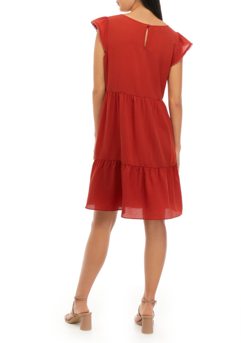 Womens Cap Sleeve Tiered Dress