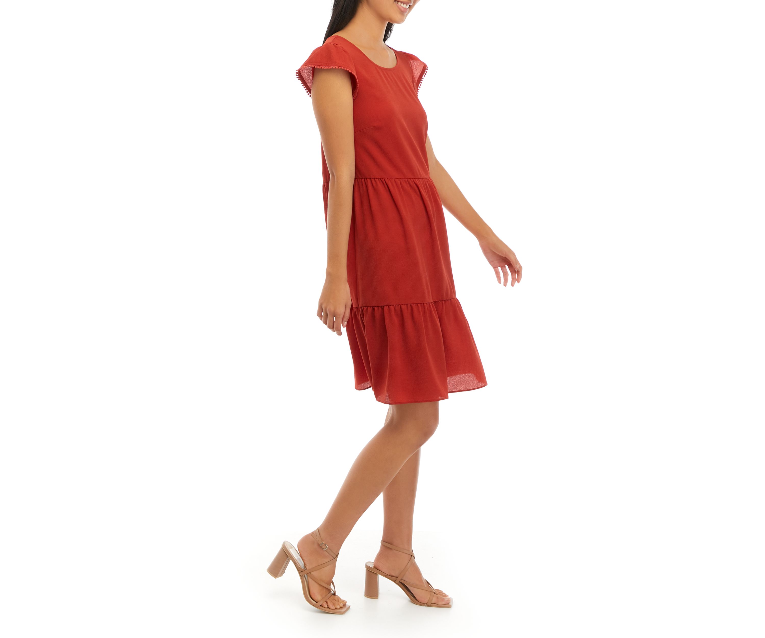 Womens Cap Sleeve Tiered Dress