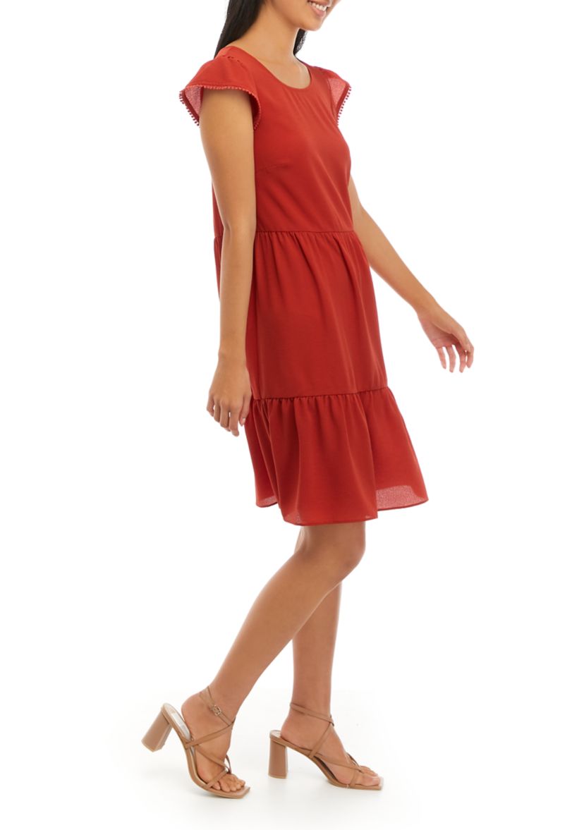 Womens Cap Sleeve Tiered Dress