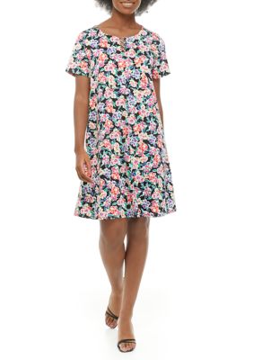 Women's Printed Short Sleeve Ring Neck Dress