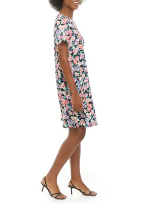 Women's Printed Short Sleeve Ring Neck Dress