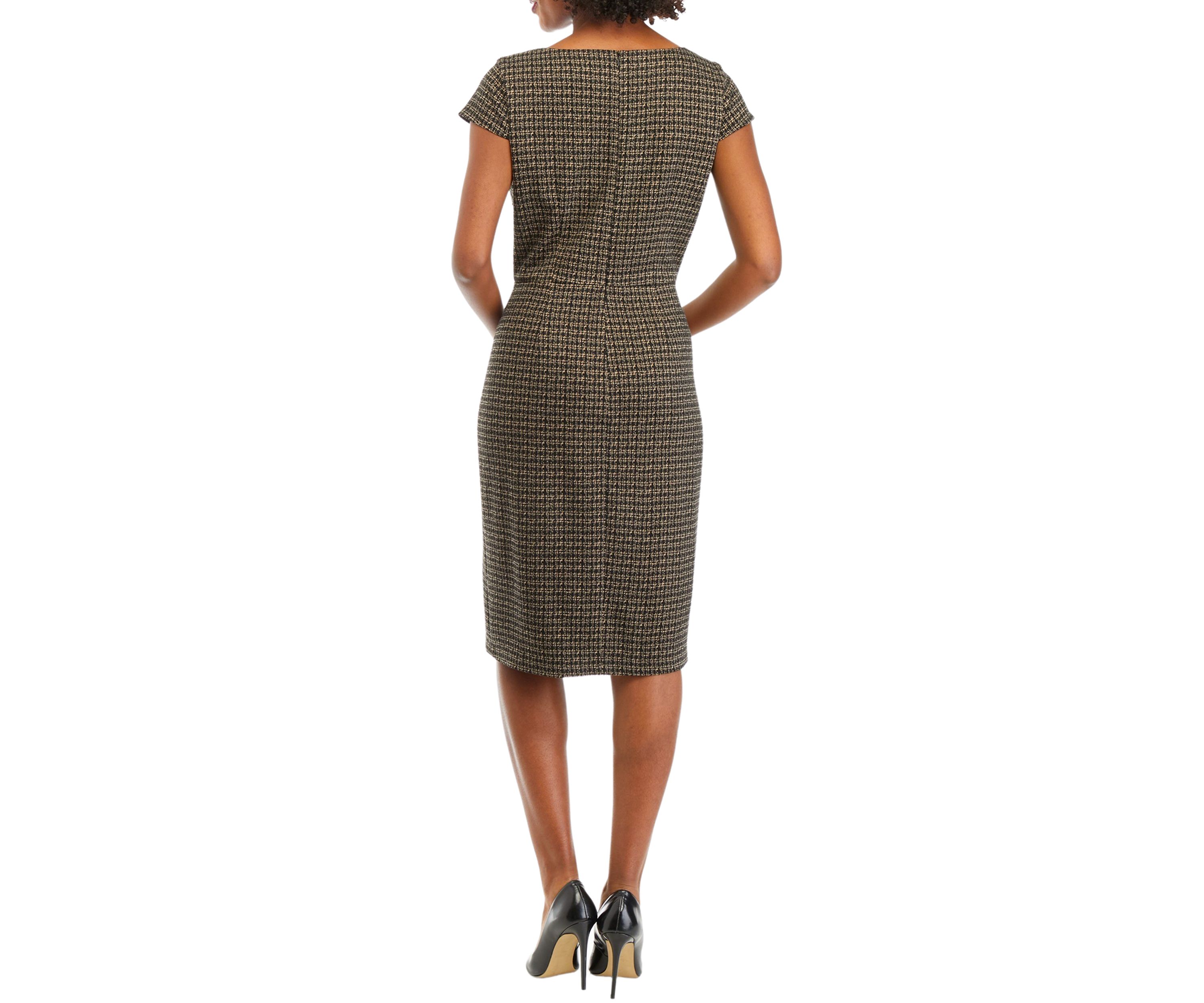 Womens Short Sleeve Menswear Ponte Sheath Dress
