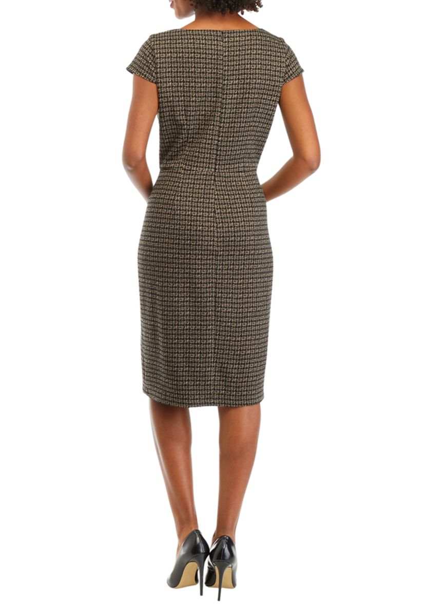 Womens Short Sleeve Menswear Ponte Sheath Dress