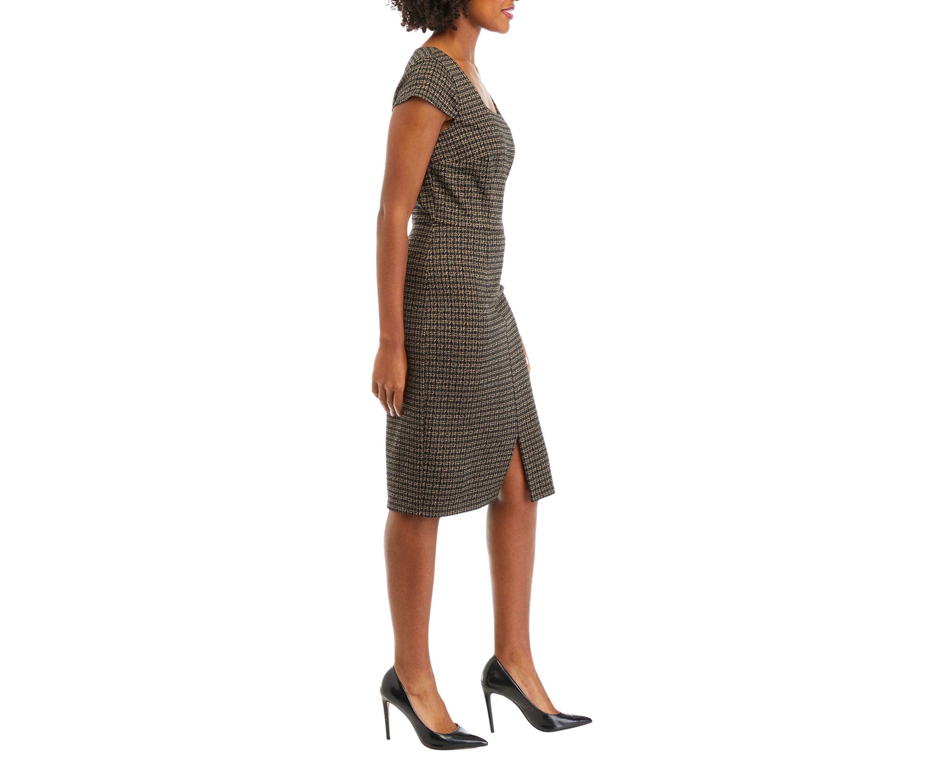 Womens Short Sleeve Menswear Ponte Sheath Dress