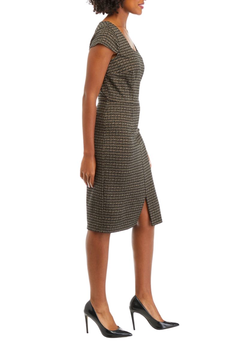 Womens Short Sleeve Menswear Ponte Sheath Dress